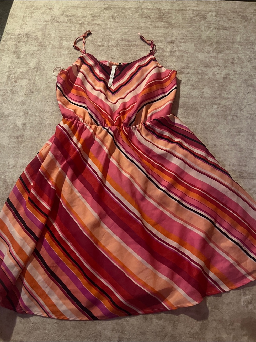 LC Lauren Conrad Pink Orange & Coral Striped Sundress